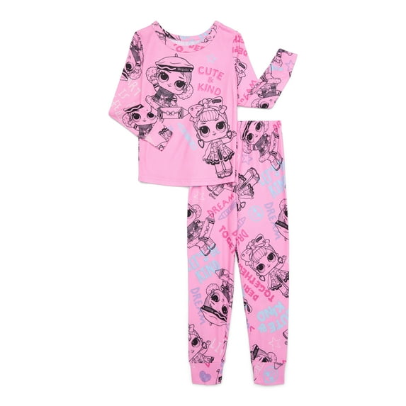 LOL Surprise Girls Long Sleeve Top and Pants Pajama Set, 2-Piece, Sizes 4-12