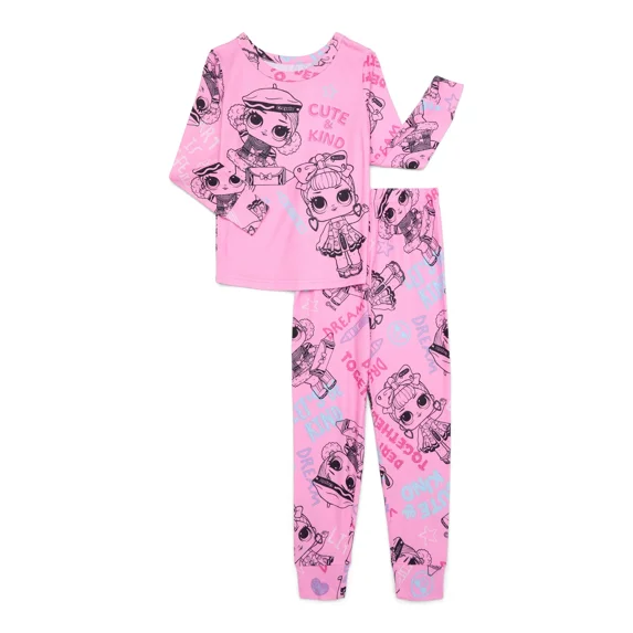 LOL Surprise Girls Long Sleeve Top and Pants Pajama Set, 2-Piece, Sizes 4-12