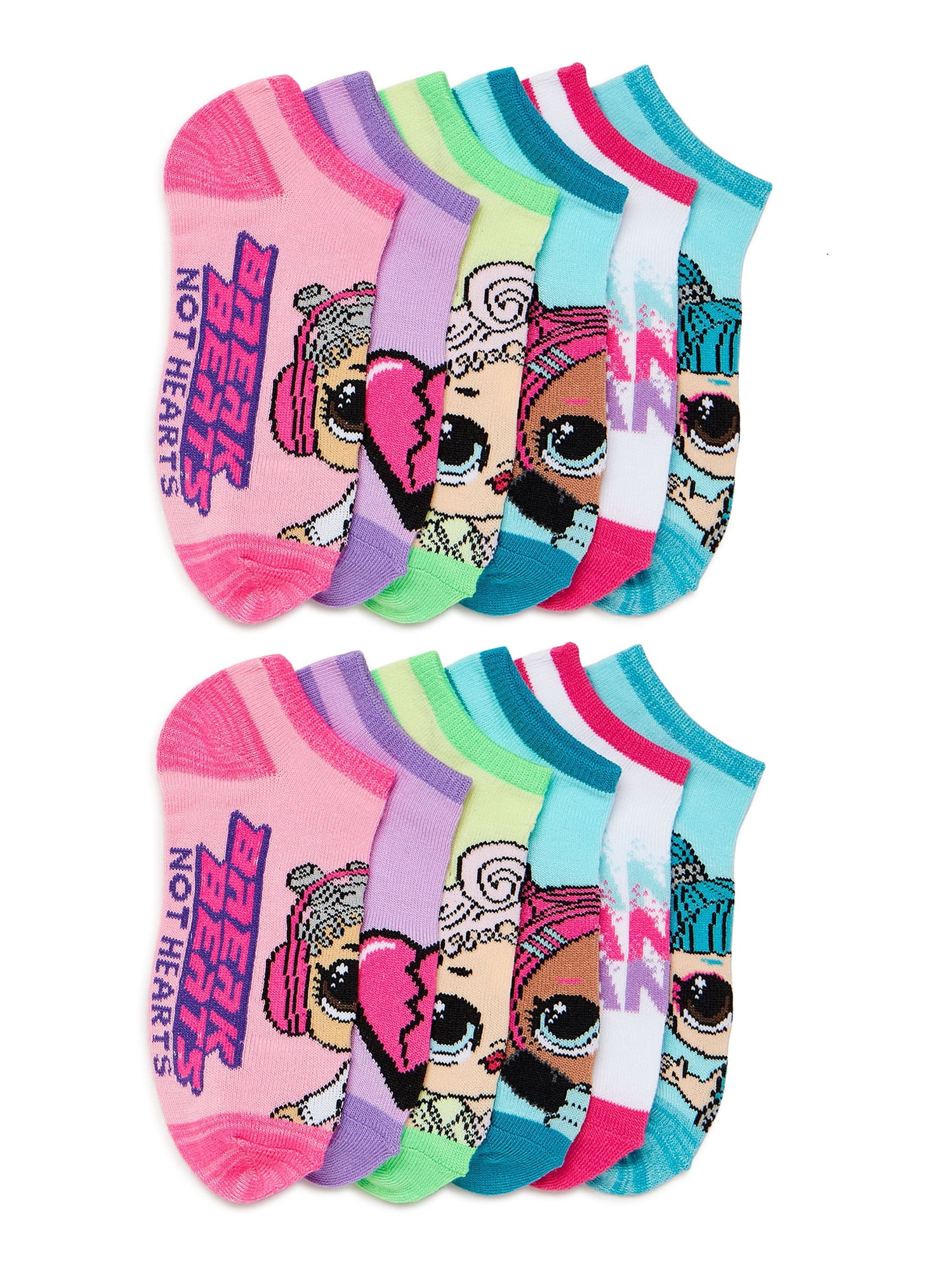 L.O.L. Surprise! Lol Surprise Girls No Show Socks, 12-Pack, Sizes S-L, Girl's, Size: Large, Pink