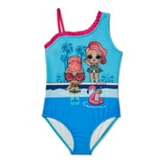 LOL Surprise! Girls One Shoulder One Piece Swimsuit, Sizes 4-7