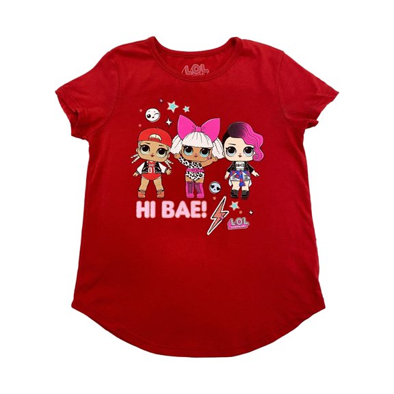 LOL Surprise! Girls Red Hi Bae Short Sleeve T-Shirt Tee X-Small (4-5)