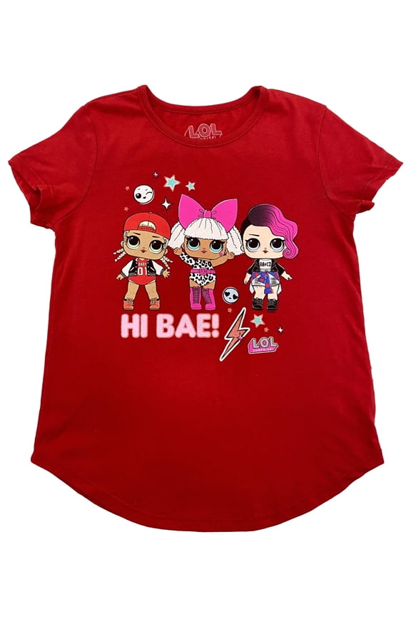LOL Surprise! Girls Red Hi Bae Short Sleeve T-Shirt Tee X-Small (4-5)