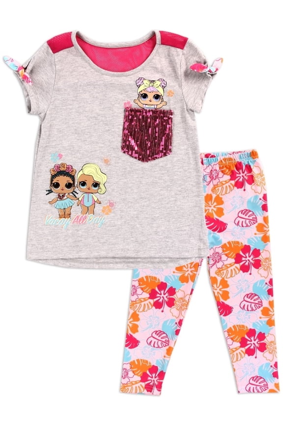 LOL Surprise Girls' Sequin Pocket T-Shirt and Leggings Set (Little Girls)