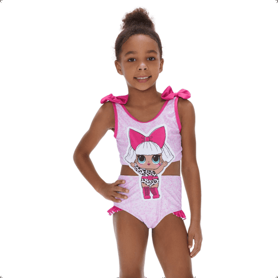LOL Surprise! Girls Swimsuits Graphic One Piece Bikinis Bathing Suits Ruffled Butts Swim Trunks Sizes 3-10T