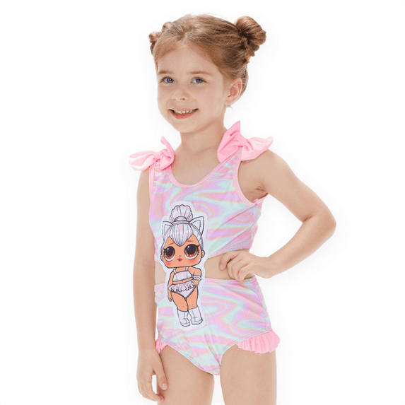 LOL Surprise! Girls Swimsuits Graphic One Piece Bikinis Bathing Suits Ruffled Butts Swim Trunks Sizes 3-10T