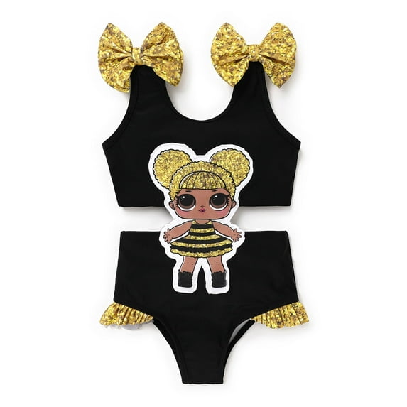 LOL Surprise! Girls Swimsuits Graphic One Piece Bikinis Bathing Suits Ruffled Butts Swim Trunks Sizes 3-10T