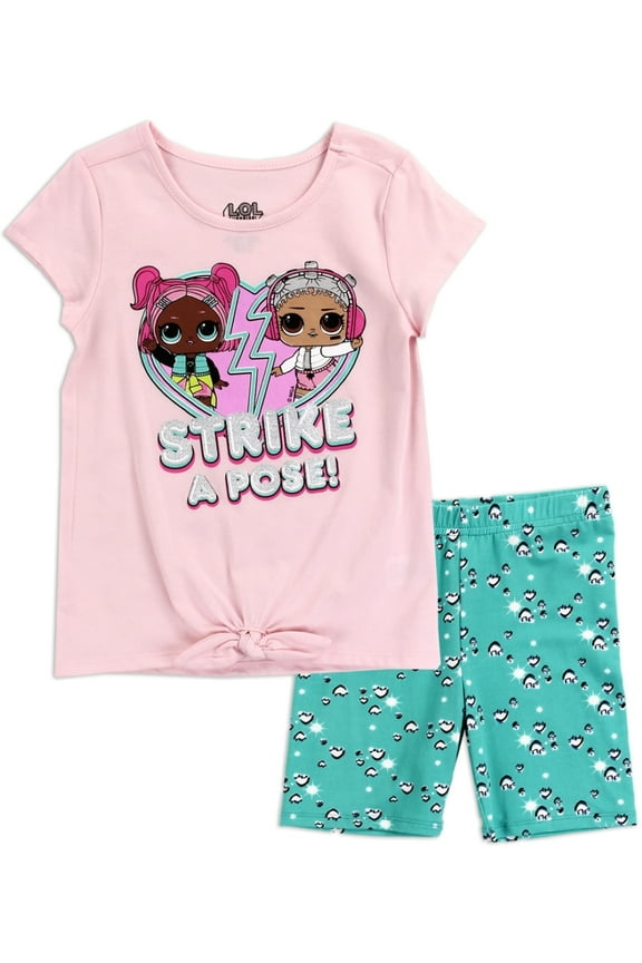 LOL Surprise Girls' T-Shirt and Bike Shorts Set (Little Girls)
