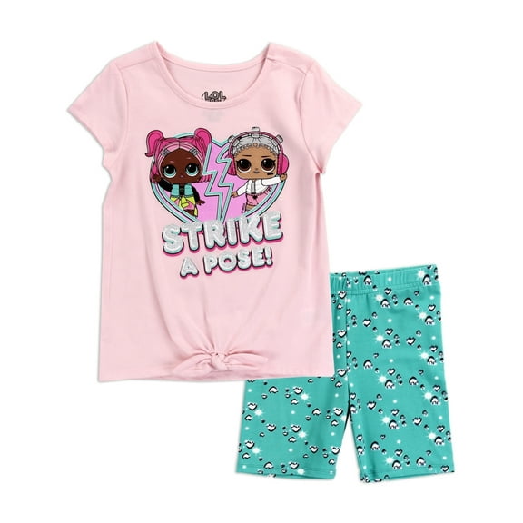 LOL Surprise Girls' T-Shirt and Bike Shorts Set (Little Girls)