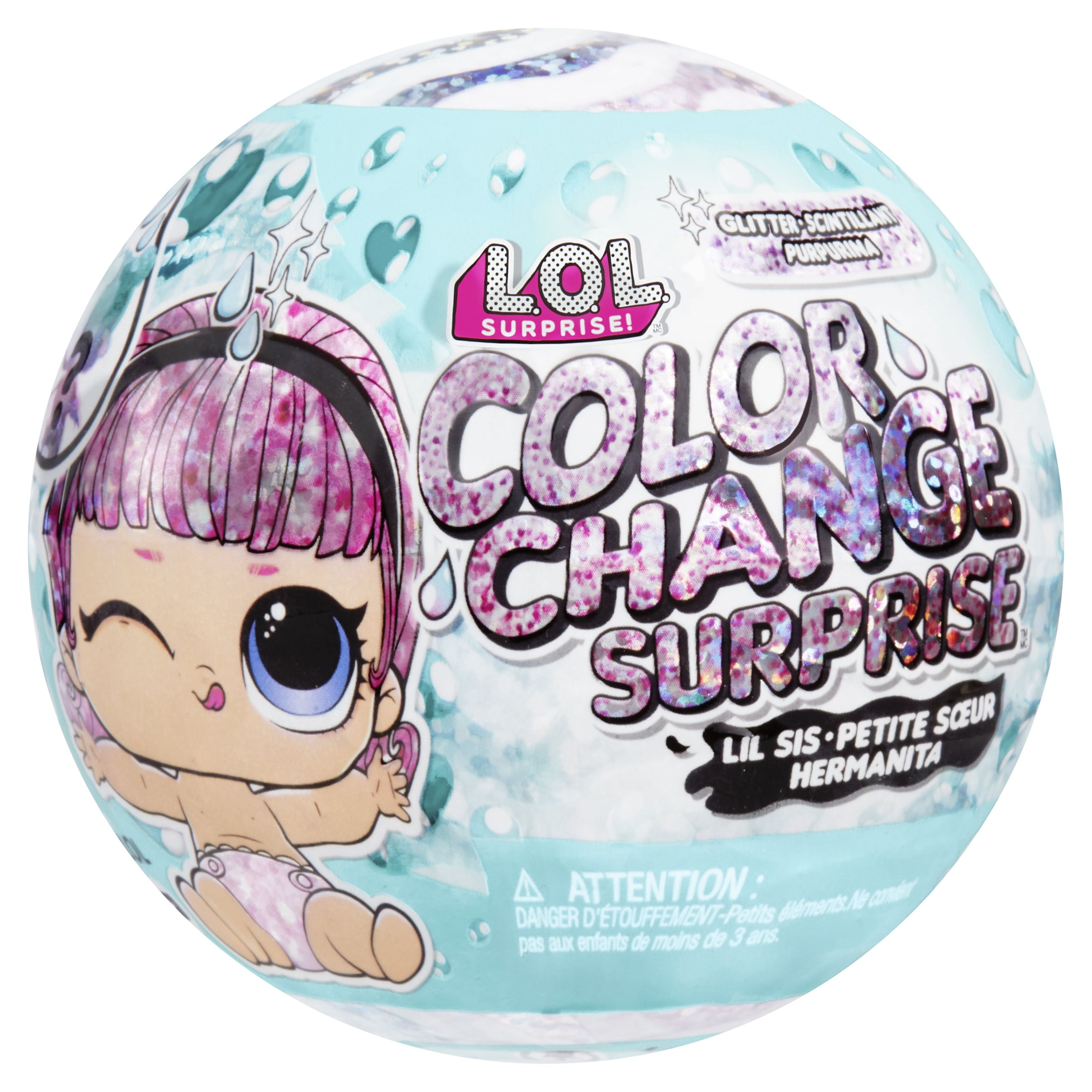 LOL Surprise Glitter Color Change Lil Sis with 5 Surprises Collectible Doll Including Sparkly Fashion Accessories Holiday Toy Great Gift for Kids Girls Ages 4 5 6 Years Old Walmart