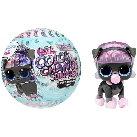LOL Surprise Glitter Color Change Pets with 5 Surprises Including a Collectible Doll, Sparkly Fashions, and Accessories – Great Gift for Kids Children Ages 4+