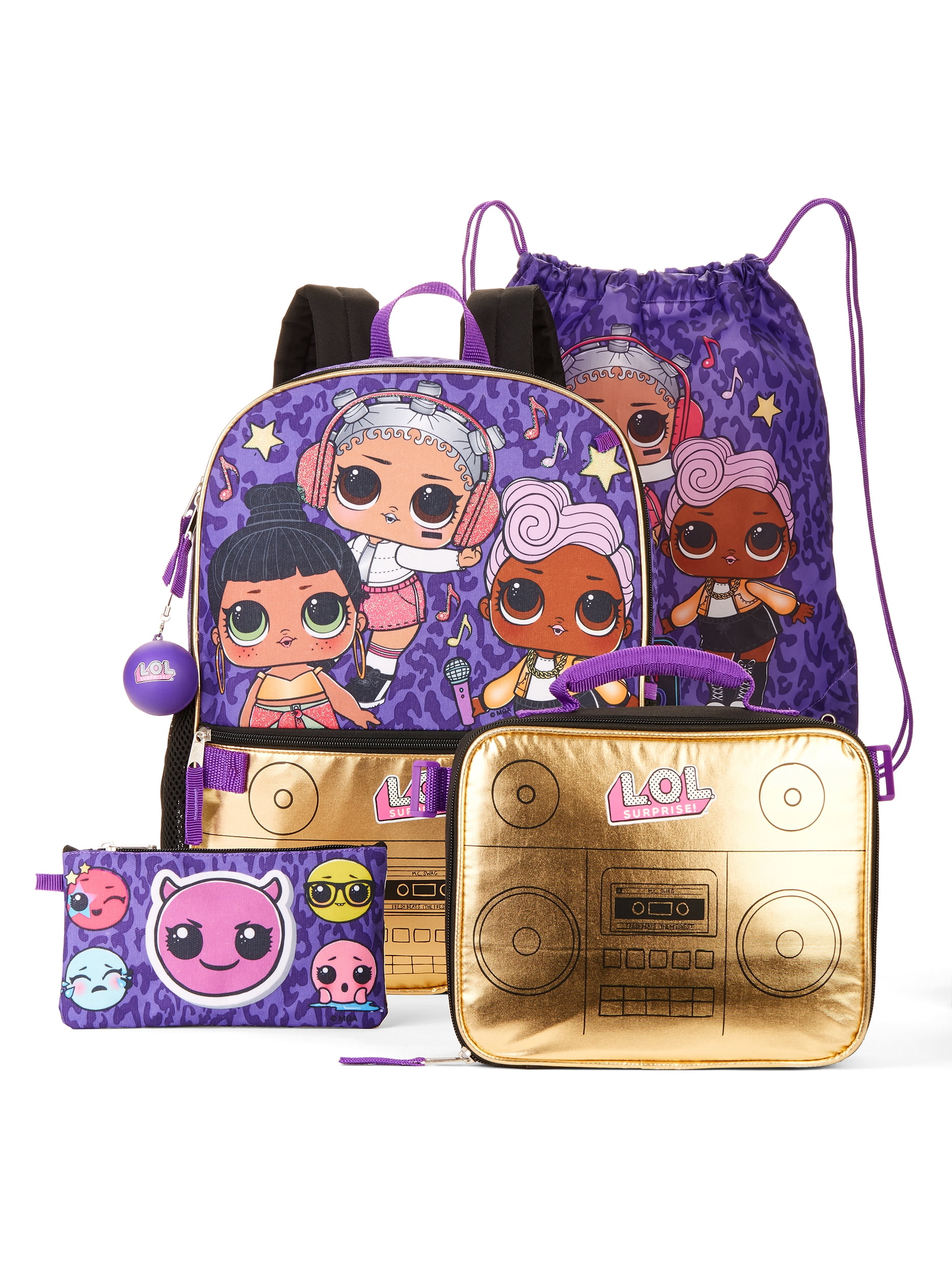 LOL Surprise! Hip Hop Club Kids School Backpack 5-Piece Set LOL Surprise! Hip Hop Club Kids School Backpack 5-Piece Set