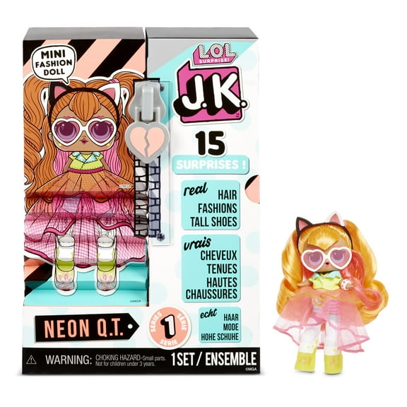 LOL Surprise JK Neon Q.T. Mini Fashion Doll With 15 Surprises, Great Gift for Kids Ages 4 5 6+