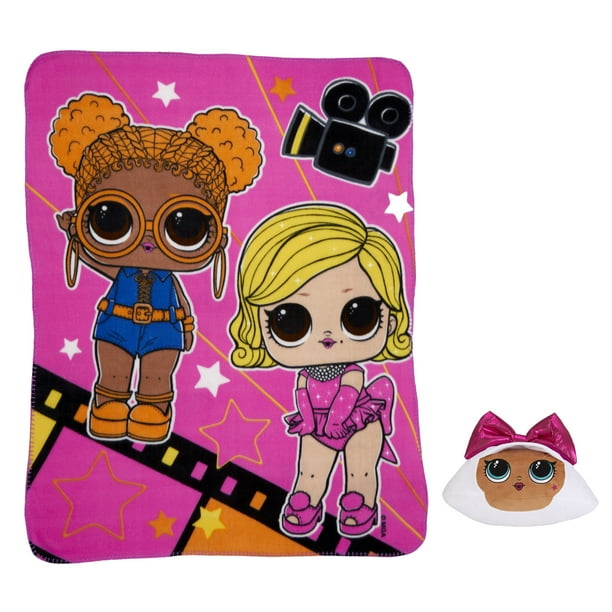 LOL Surprise Kids Diva Hugger Pillow and Fleece Throw Gift Set, 2Piece