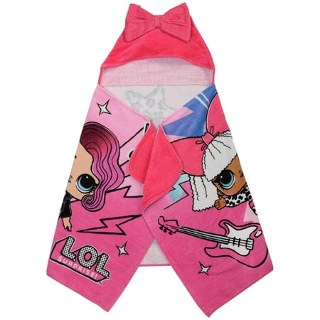 LOL Surprise Kids Hooded Towel, Cotton, Pink, MGA