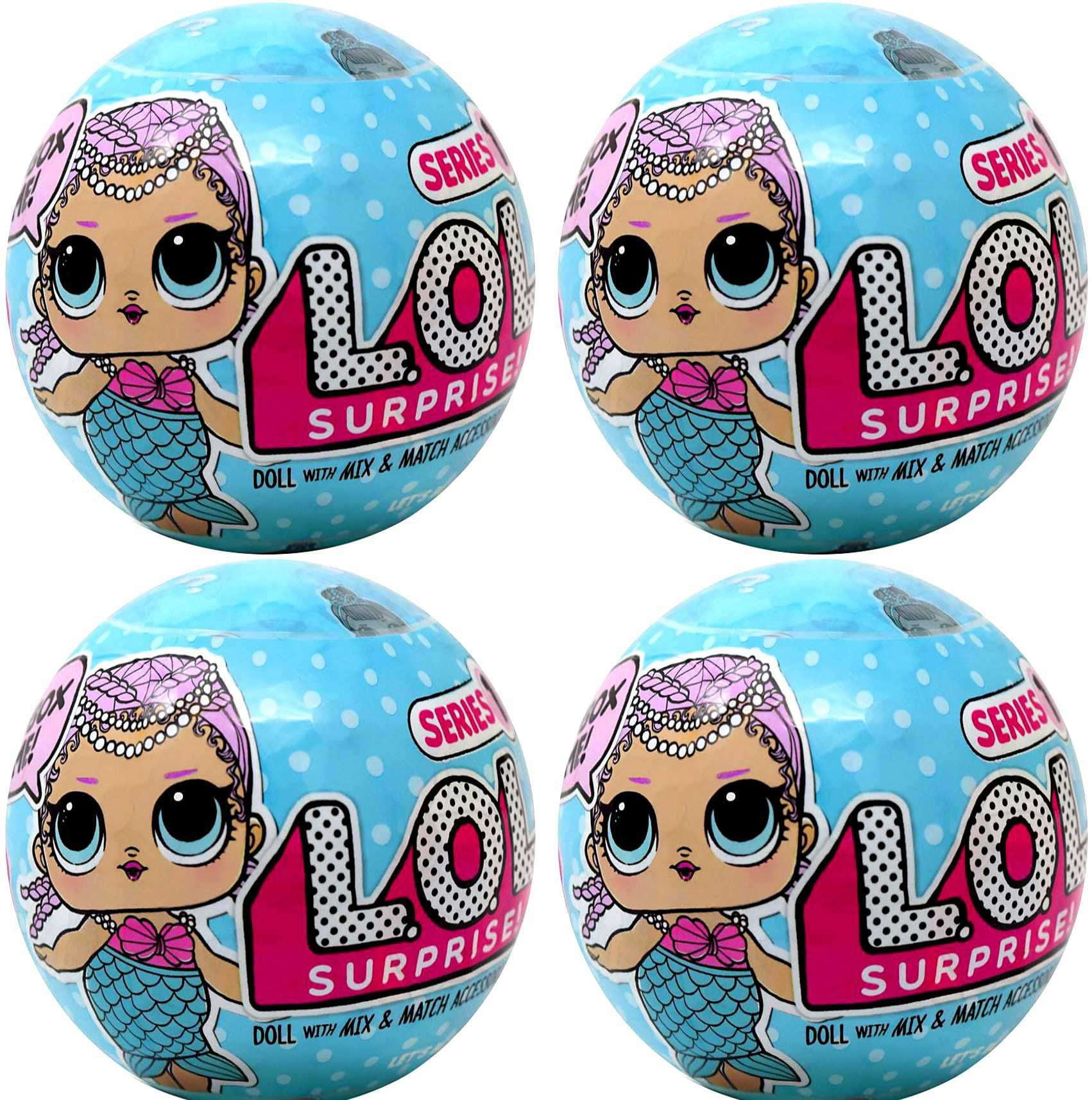 LOL Surprise Lil Outrageous Littles Series 1 Mermaids LOT of 4 Mystery Packs