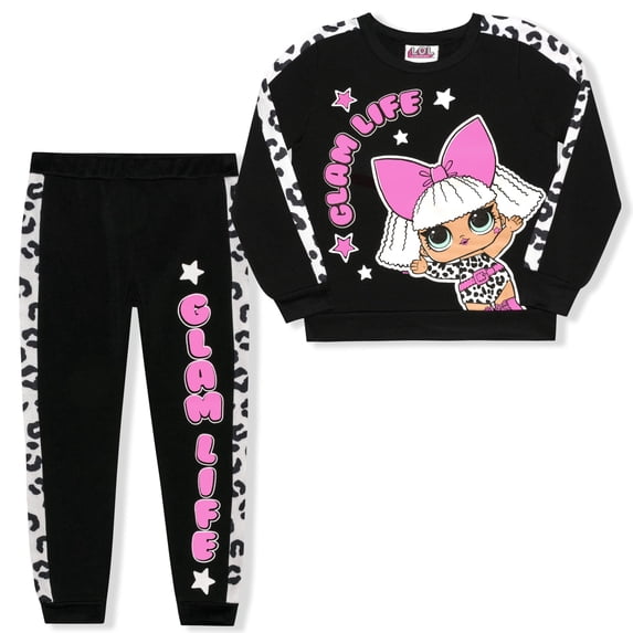 LOL Surprise Long Sleeve Shirt and Jogger Pant Set for Girls, Comfy Active Wear for Kids