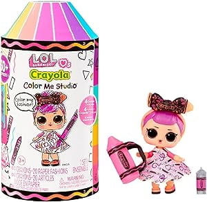 LOL Surprise Loves CRAYOLA Color Me Studio with Collectible Doll, Over 30+ Surprises, Paper Dresses & Accessories, Art Studio Packaging, Limited Edition Small Doll, Great Toy Gift for Kids Ages 3+
