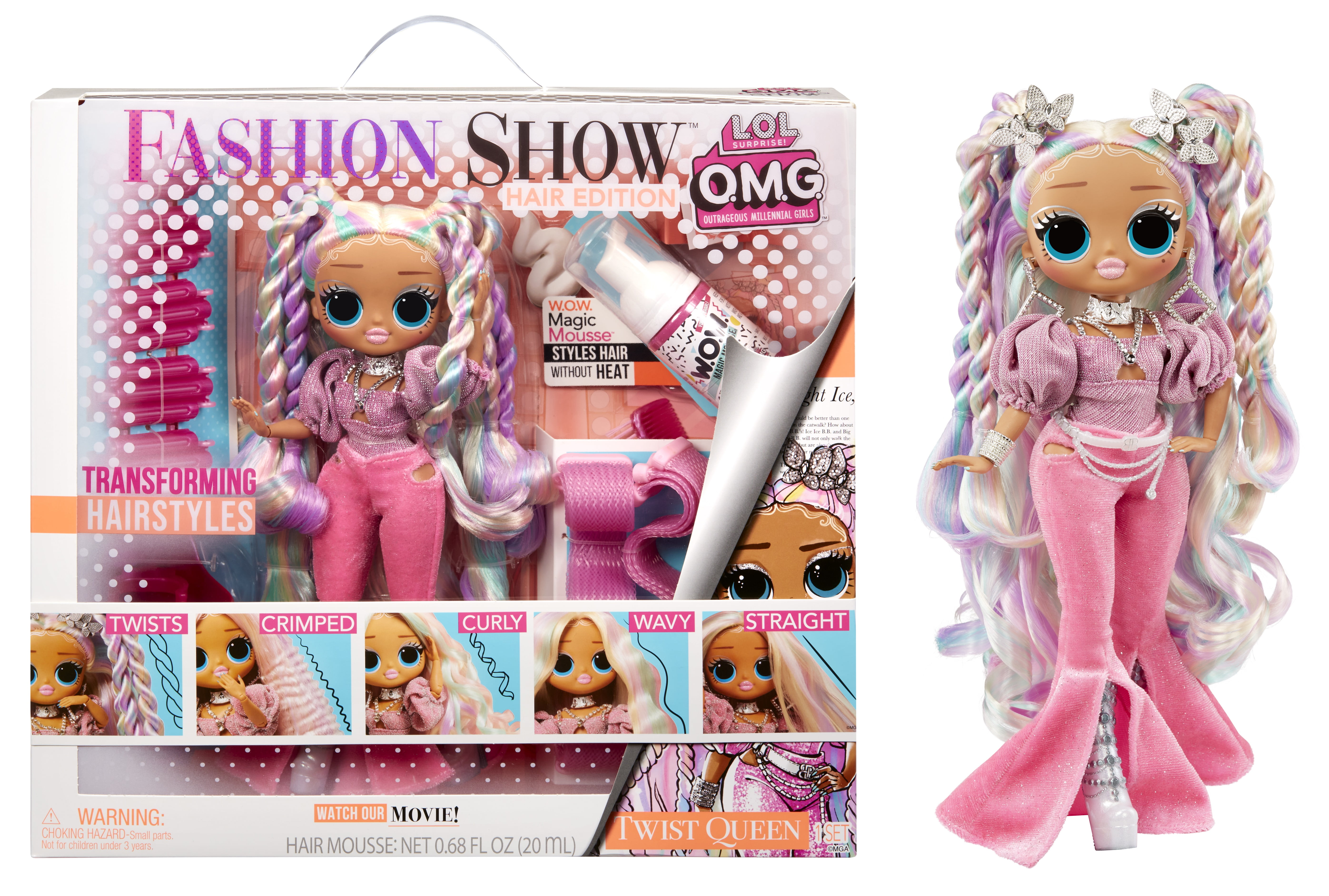 LOL Surprise OMG Fashion Show Hair Edition Twist Queen Fashion Doll with  Magic Mousse, Transforming Hair, Hair Accessories, Collectible Fashion  Dolls