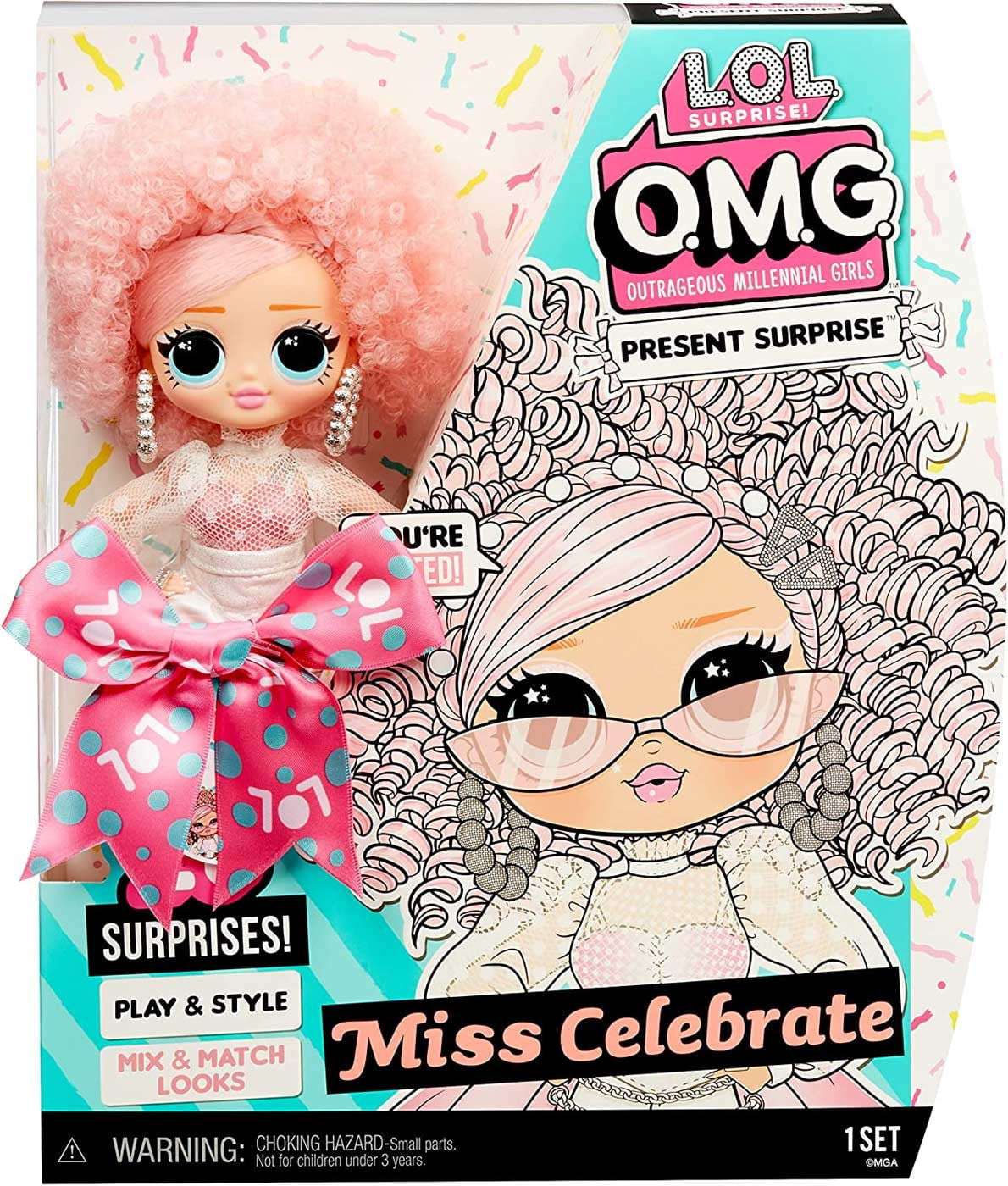 LOL Surprise OMG Present Surprise Series 2 Fashion Doll Miss Celebrate with  20 Surprises – Great Gift for Kids Ages 4+