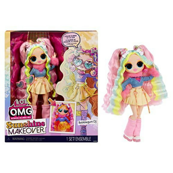 LOL Surprise OMG Sunshine Color Change Bubblegum DJ Fashion Doll with Color Changing Hair and Fashions and Multiple Surprises – Great Gift for Kids Children Ages 4+