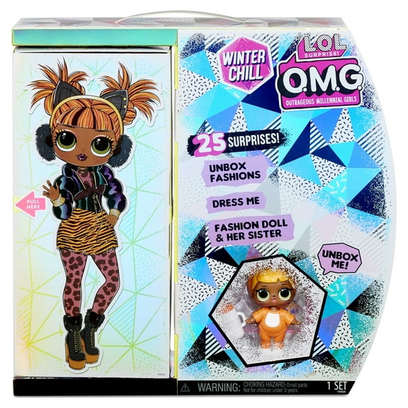 LOL Surprise OMG Winter Chill Missy Meow Fashion Doll & Baby Cat Doll with 25 Surprises, Great Gift for Kids Ages 4 5 6+