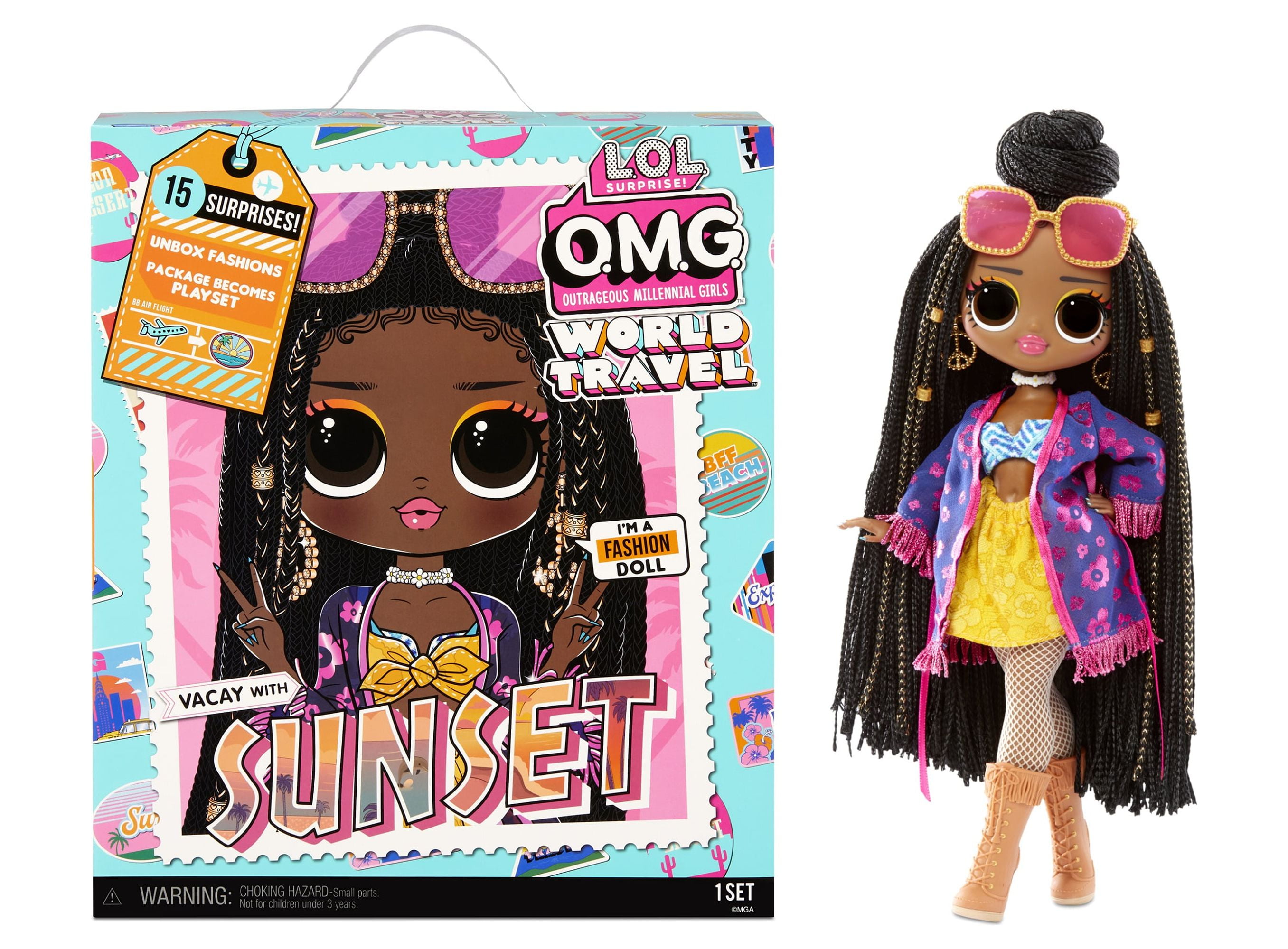LOL Surprise OMG World Travel™ Sunset Fashion Doll with 15 Surprises  including Fashion Outfit, Travel Accessories and Reusable Playset – Great  Gift