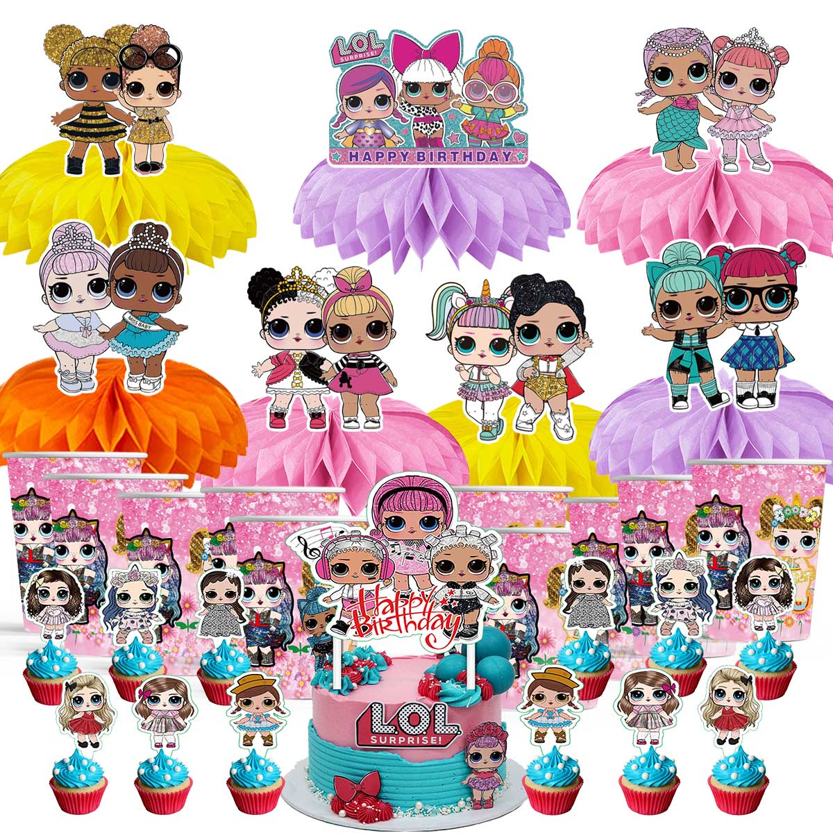 LOL Surprise Birthday Party Tableware Set – Official Supplies, Multi-Color, UK Made