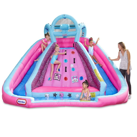 LOL Surprise Pink River Race Inflatable Water Park, 2 Slides, Climbing Wall & Blower, Outdoor Toy, Ages 4 and up