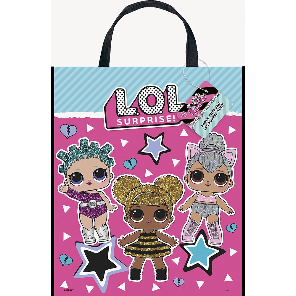 LOL Dolls Set of 6 Reusable 10 Tote Bags Party Favor Goodie Treat Bags  With 6 Bracelets
