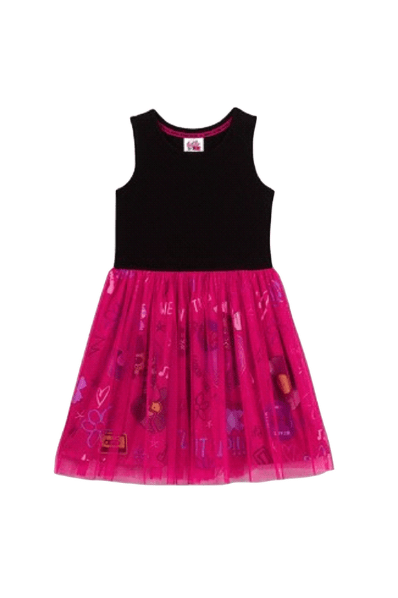 LOL Surprise ReMix Little Girl's Black & Hot Pink Sleeveless Dress (XS 4/5)