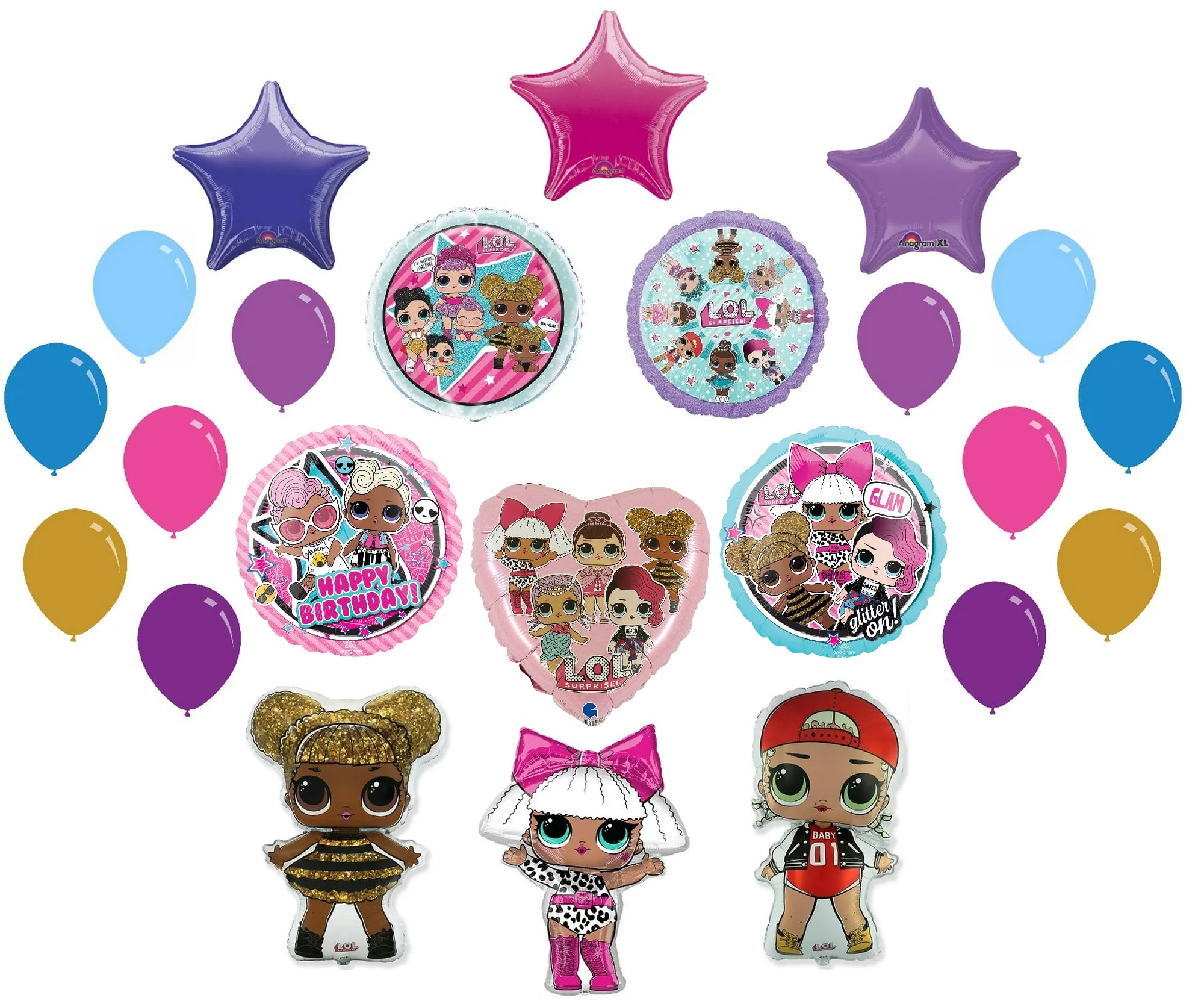 LOL Surprise! Surprise Diva Queen Bee McSwag Characters 23 Piece Birthday Party Balloons Ultimate Deluxe Set
