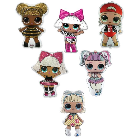 L.O.L. Surprise! Surprise Diva Queen Bee McSwag Leopard Pink Tutu Go Go Girl Unicorn Characters 6 Piece Birthday Party Balloons Ultimate Deluxe Set
