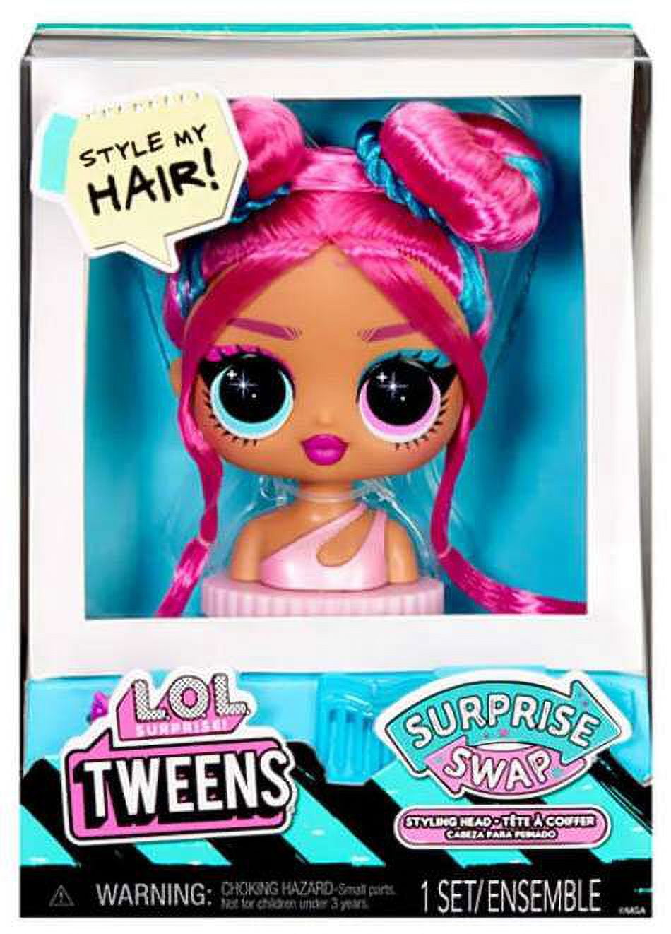 LOL Surprise Surprise SWAP Pink with Blue Stripes Hair Styling