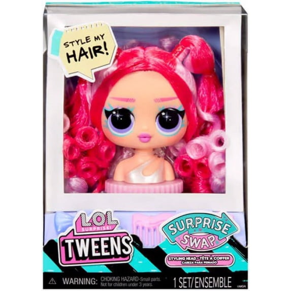 Pink Razorback Lol LOL Surprise Surprise SWAP Two-Tone Pink Hair Styling Head - Walmart.com
