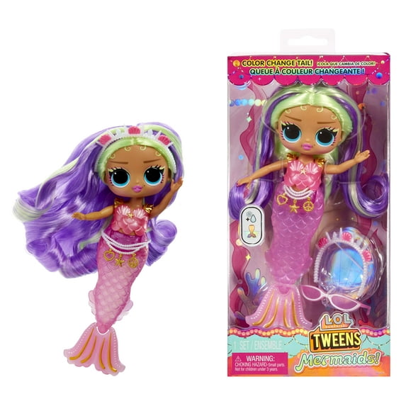 LOL Surprise Tweens Mermaid Cleo Clove Fashion Doll with Color Changing Tail, Movable Fin, Accessories, Kids Toy Gift Ages 4+