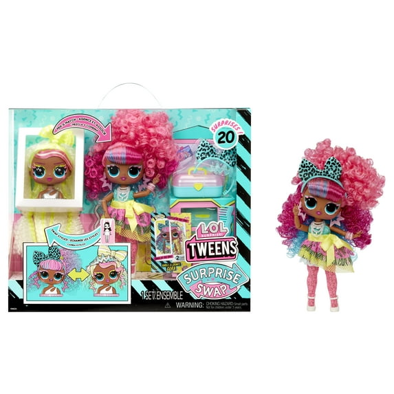 LOL Surprise Tweens Surprise Swap Curls-2-Crimps Cora Fashion Doll, 20+ Surprises, Styling Head, Fashions and Accessories, Great Kids Gift Ages 4+