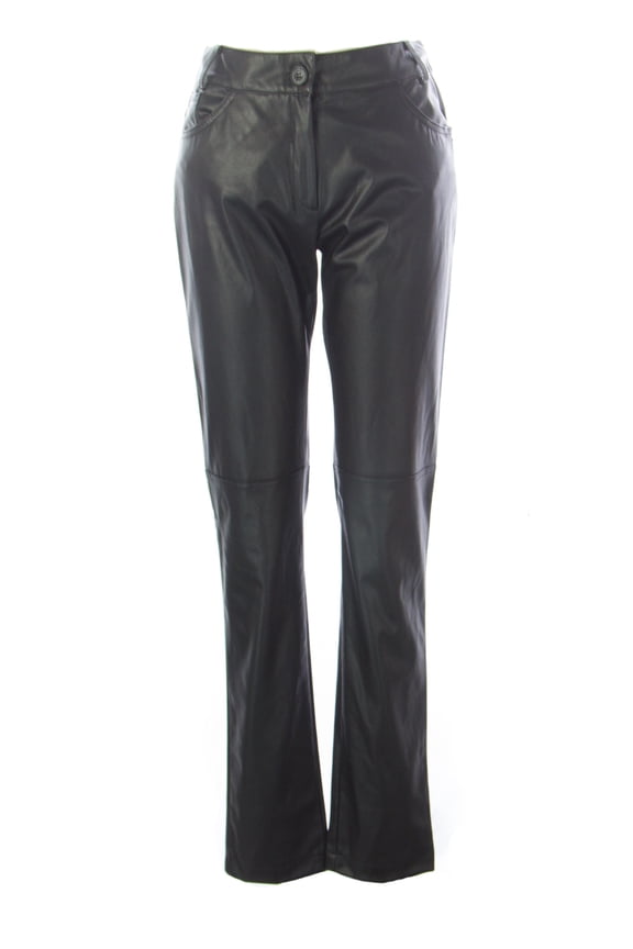 Women's Imitation Leather Straight Pants IT 48 Black