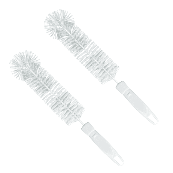 LOLA Bottle Brush Cleaner, 2 Pack, Durable Fiber Bristles Around Twisted Wire with Gripper Handle & Storage Hang Hole, Dishwasher Safe