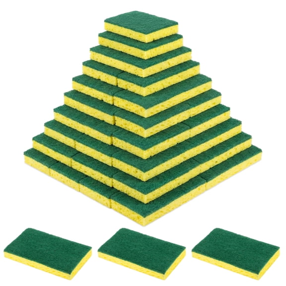 LOLA Cellulose Sponge & Scourer, 144 Pack, Heavy Duty, Dual Purpose Super Absorbent Dish Cleaning Scrubber