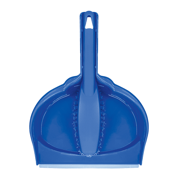 LOLA Clip On Dust Pan & Brush Set, w/ Easy Dust, Dirt & Debris Catching Rubber Lip, Flagged Fiber Bristled Brush, Hang Hole for Easy Storage