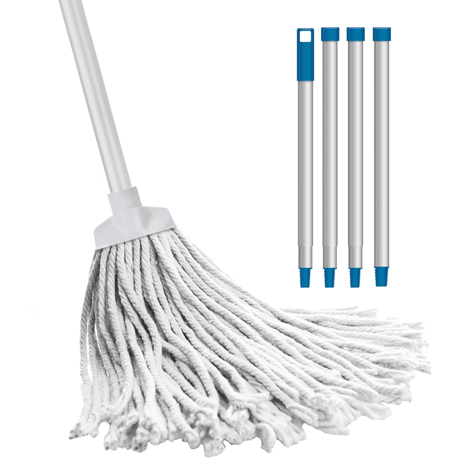 Lola Products LOLA Cotton String Wet Mop w/ Wire Wound Head, Metal Handle, Super Absorbent, Durable, for Floor Cleaning