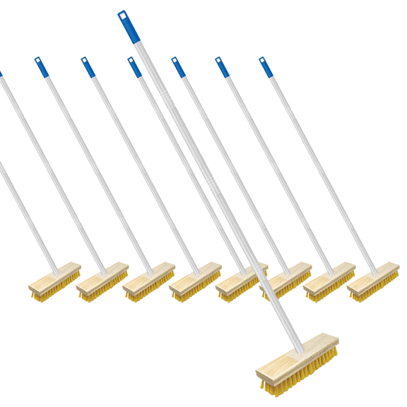 LOLA Deck Scrub Brush Outdoor Broom, 9 Pack, Durable Bristles Remove Dirt, Grime, Grout, Leaves, Snow on Patios, Decks, Wet or Dry