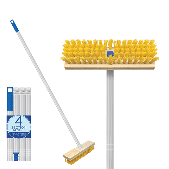 LOLA Deck Scrub Brush Outdoor Broom, Durable Bristles Remove Dirt, Grime, Grout, Leaves, Snow on Patios, Decks, Wet or Dry, 1 COUNT