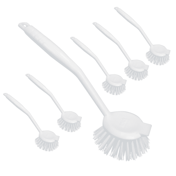 LOLA Dish Brush W/ Scraper, Non-Scratch Durable Poly Fiber Bristles, Washable -6 Pack