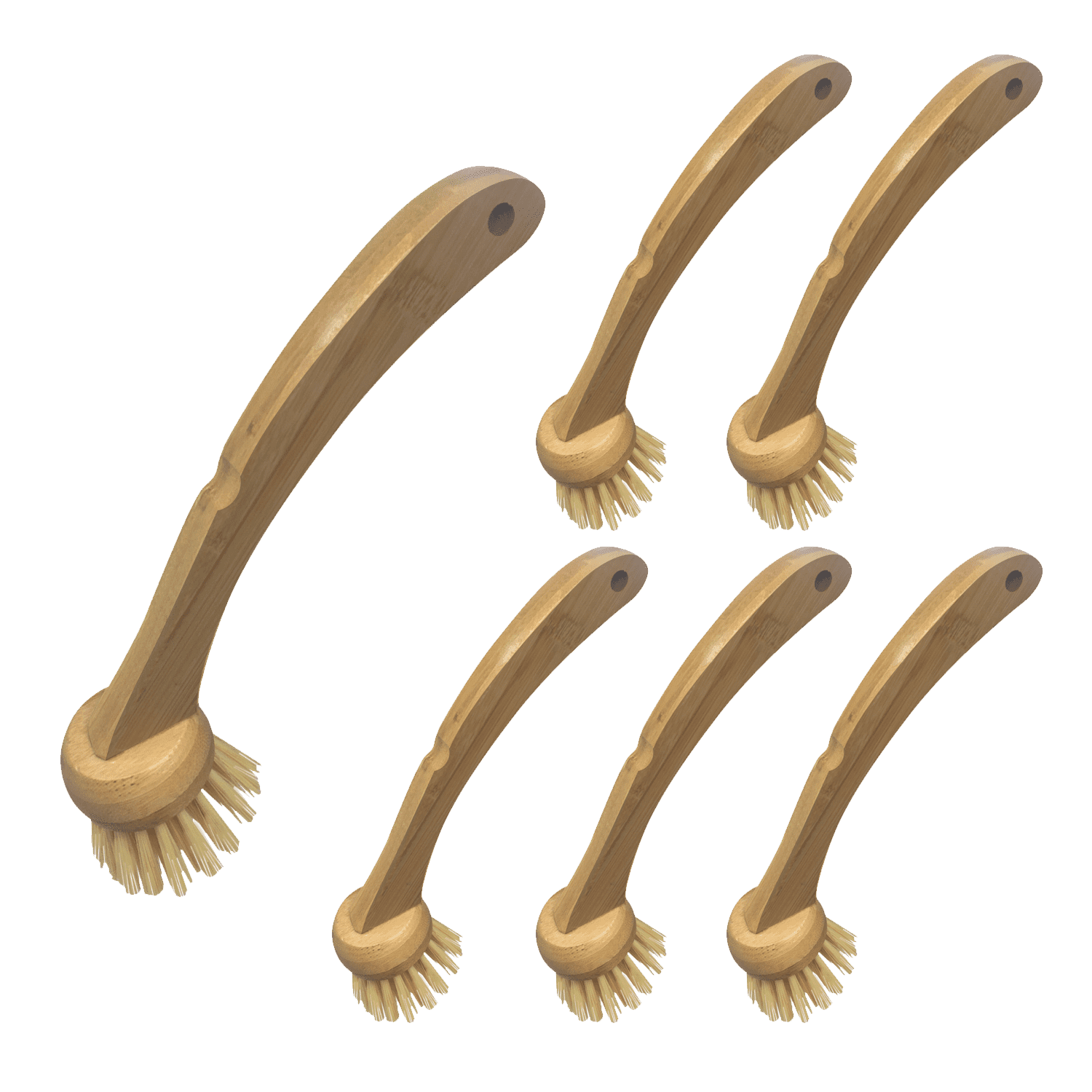 Lola Products LOLA Eco-Clean Bamboo Dish Brush W/ Eco-Friendly Durable Bamboo Handle - 6 CT