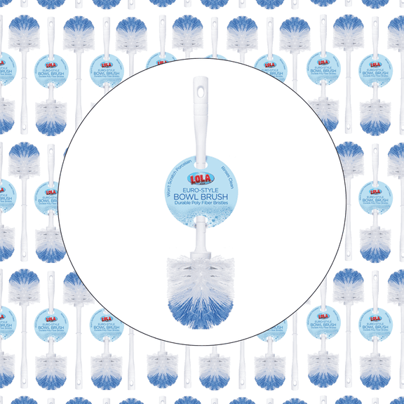 LOLA Eurostyle Toilet Bowl Brush, Durable Poly Fiber Bristles W/ Comfortable Handle, 72 CT