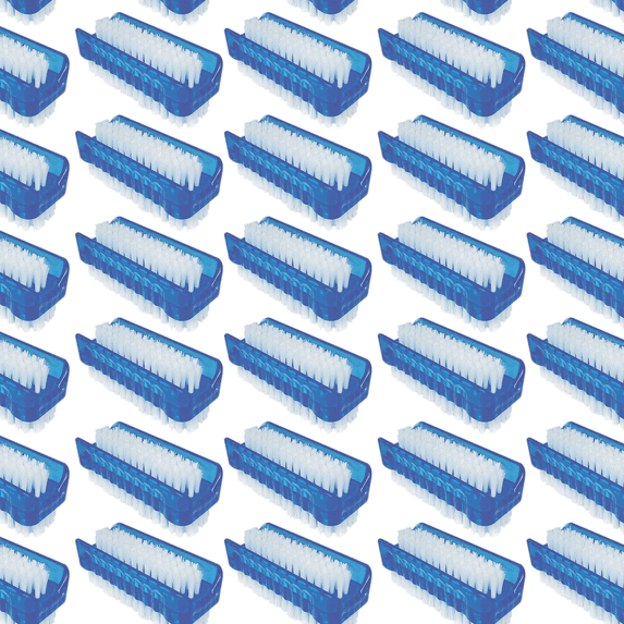 LOLA Hand & Nail Brush, Dual-Purpose, Soft Side & Stiff Side, Block Handle - 144 Pack, Blue