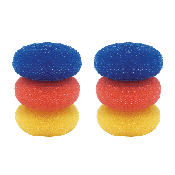 LOLA Jumbo Plastic Mesh Scourer, Non-Scratch Nylon Knitted Mesh, Rust Proof - 6 Pack