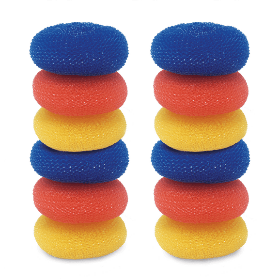 LOLA Jumbo Plastic Mesh Scourer, Non-Scratch Polypropylene Knitted Mesh - 12 Pack