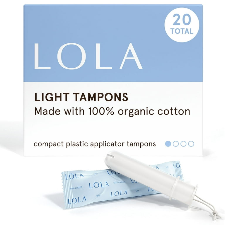 LOLA Light Tampons, Organic Cotton, Compact Plastic Applicator, 20 Count 